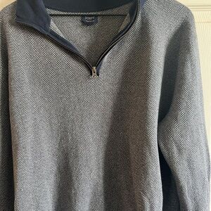 J. Crew Men's Black and White Zip-Up Sweater